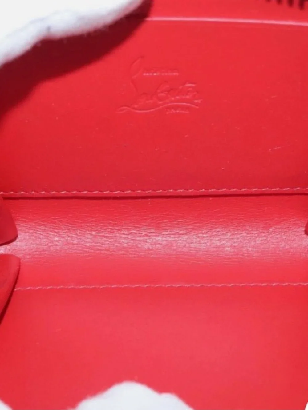 Christian Louboutin Panetone Metallic Gold Studded Zip Coin Wallet with Red Trim - Picture 5 of 5